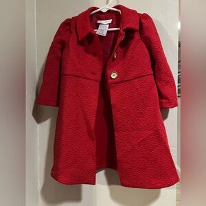 Bonnie Jean Red Pea Coat with A-Line Style and Hood